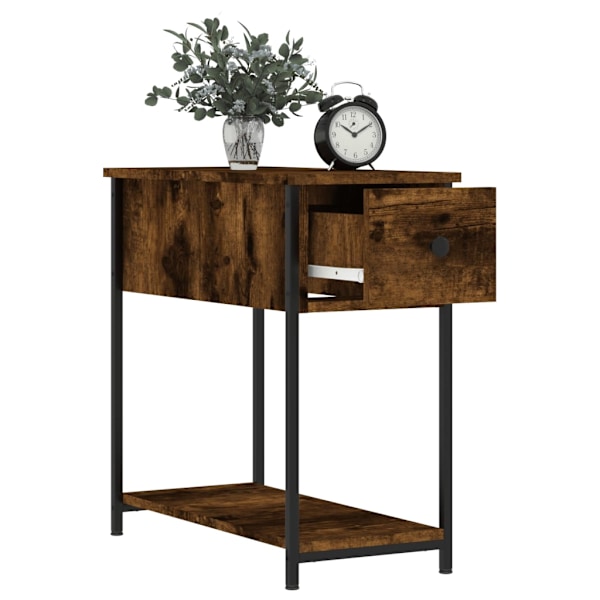 vidaXL Sängbord rökfärgad ek 30x60x60 cm konstruerat trä Brun