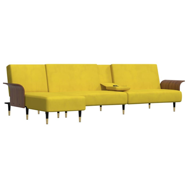 vidaXL L-formad bäddsoffa gul 279x140x70 cm sammet Gul