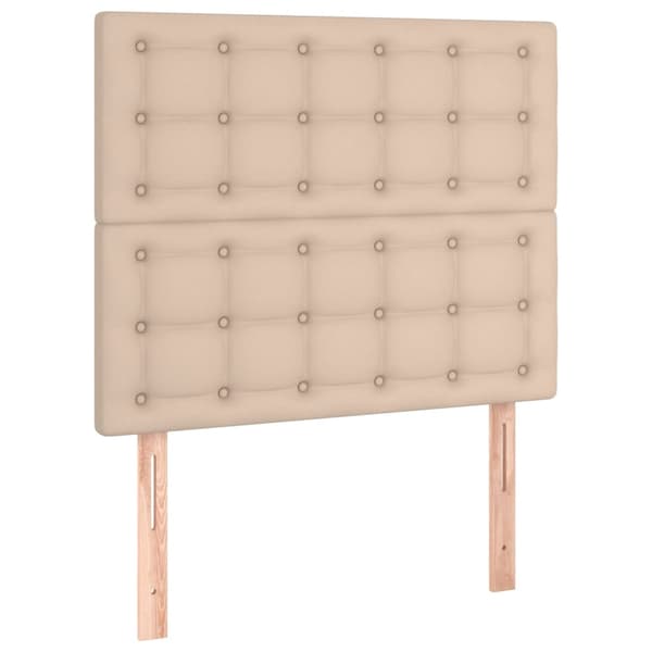 vidaXL Ramsäng med bäddmadrass & LED cappuccino 90x200 cm konstläder Brun