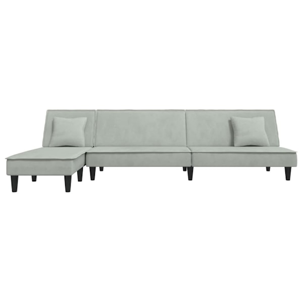 vidaXL L-formad bäddsoffa ljusgrå 255x140x70 cm sammet Grå