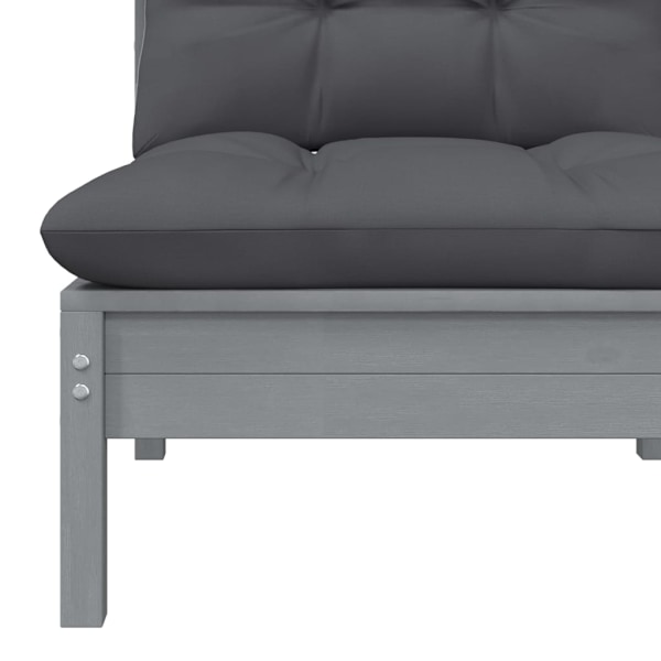 vidaXL Loungegrupp med dynor 7 delar massiv furu grå