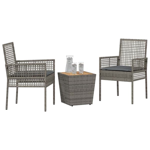 vidaXL Trädgårds Bistro Set 3 st Grå konstrotting Grå