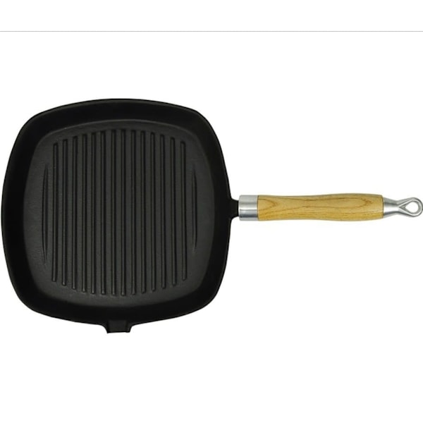 vidaXL Grillpanna med trähandtag 25 x cm Svart