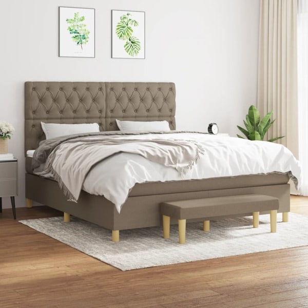 vidaXL Ramsäng med madrass taupe 160x200 cm tyg Taupe
