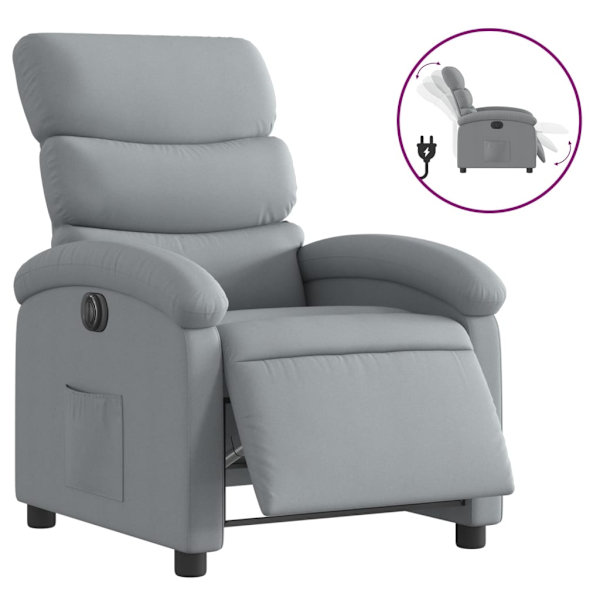 vidaXL Elektrisk reclinerfåtölj ljusgrå tyg Grå