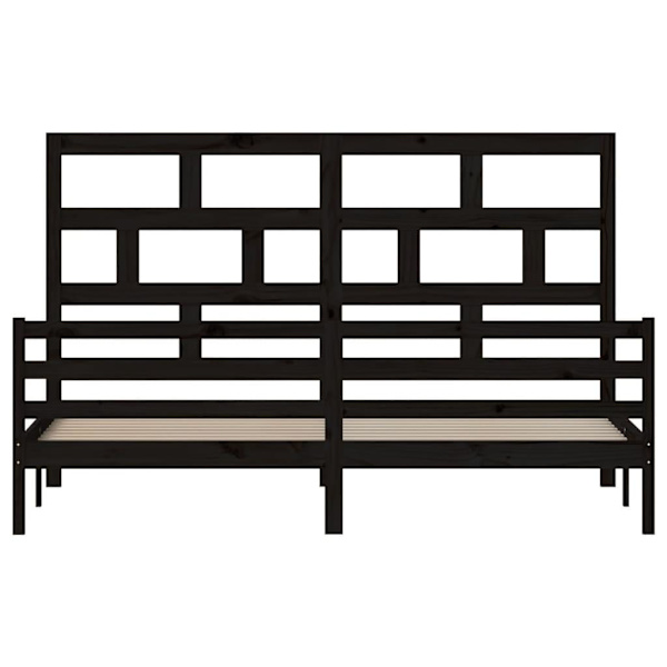 vidaXL Sängram svart massiv furu 200x200 cm Svart