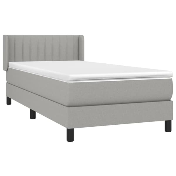 vidaXL Ramsäng med madrass ljusgrå 90x200 cm tyg Grå