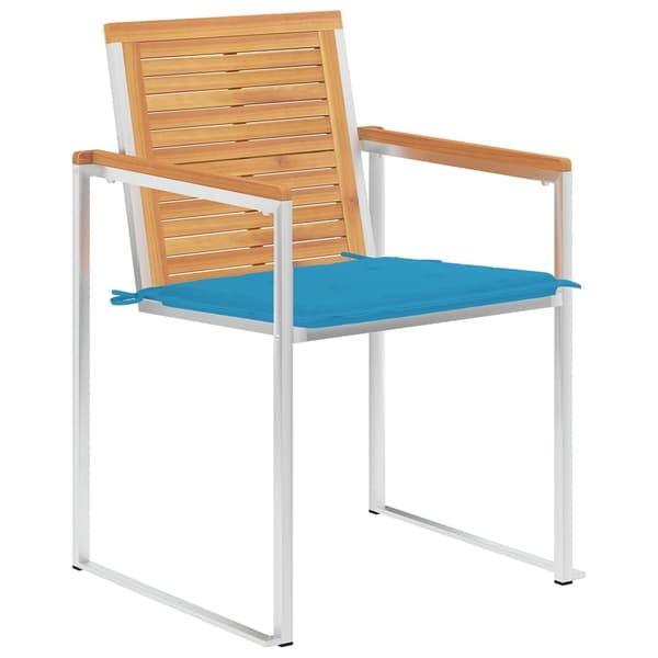 vidaXL Trädgårdsstolar med dynor 8 st massiv teak Blå