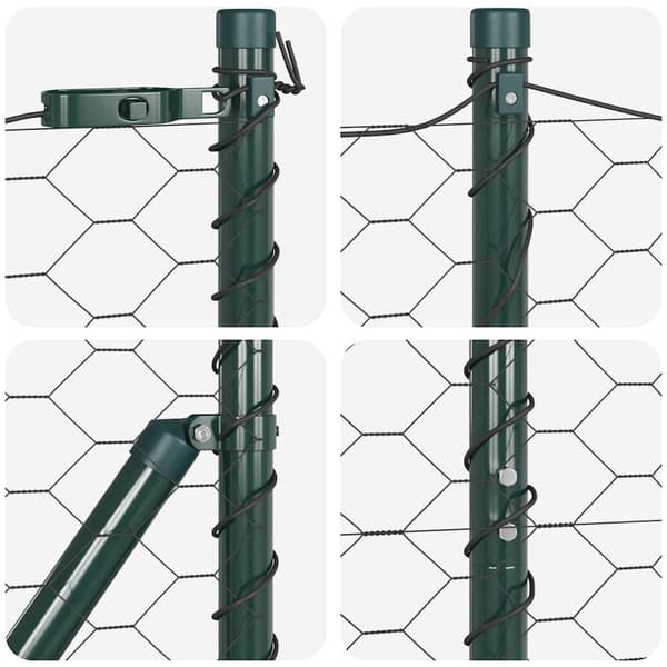 vidaXL Hexagonalt staket markfäste 100 x 1 m PVC-belagda stål Grå Mesh Grå