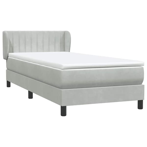 vidaXL Ramsäng med madrass ljusgrå 80x210 cm sammet Grå