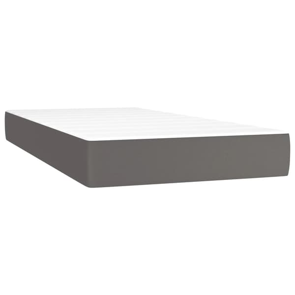 vidaXL Ramsäng med madrass & LED grå 200x200 cm konstläder Grå