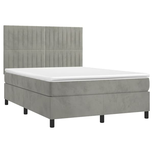 vidaXL Ramsäng med madrass ljusgrå 140x200 cm sammet Grå