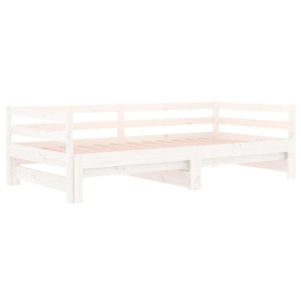 vidaXL Utdragbar dagbädd vit 2x(90x190) cm massiv furu Vit