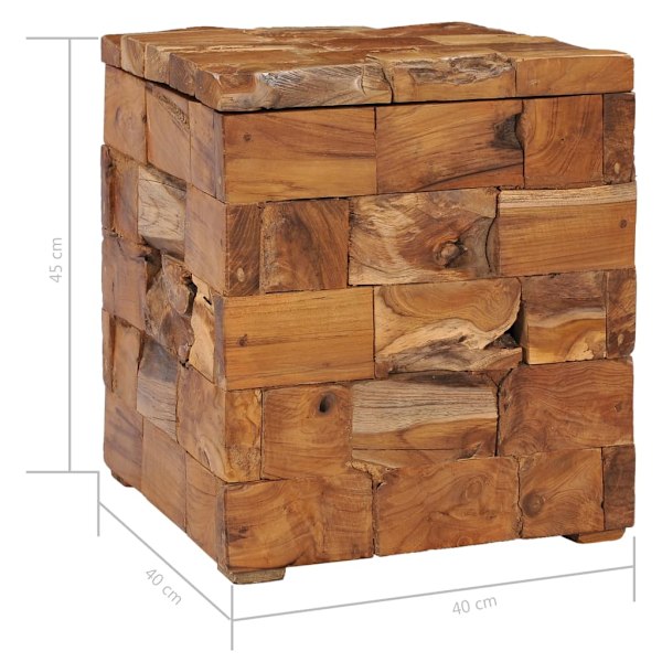 vidaXL Förvaringspall massiv teak Brun