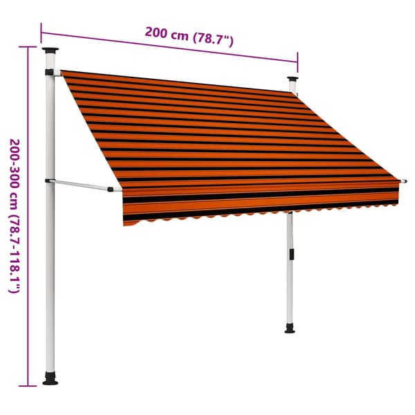 vidaXL Markis manuellt infällbar 200 cm orange och brun multifärg