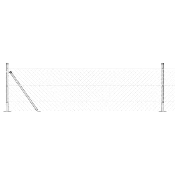 vidaXL Länkfence med betongbas 25 x 0,6 m Galvaniserat stål Silver Silver