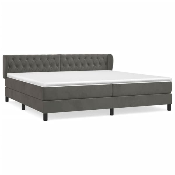 vidaXL Ramsäng med madrass mörkgrå 200x200 cm sammet Grå
