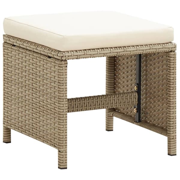 vidaXL Trädgårdspallar 4 st med dynor konstrotting beige Beige