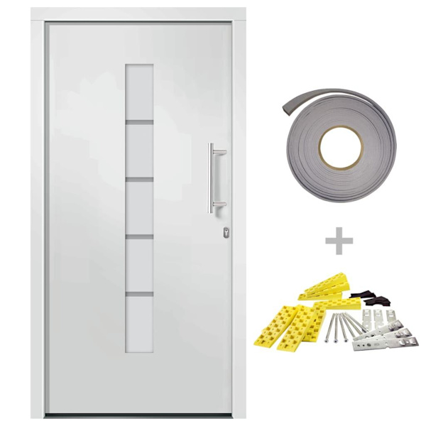 vidaXL Ytterdörr aluminium och PVC vit 100x210 cm Vit