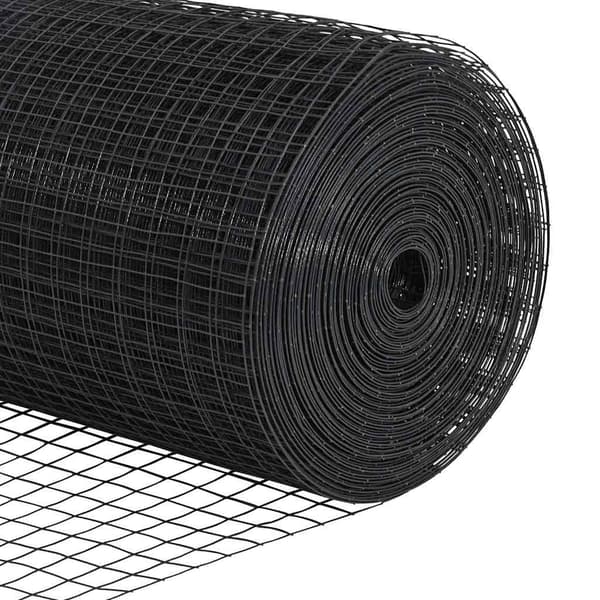 vidaXL Svetsat trådgaller markfäste 25 x 1 m PVC-belagda stål Grå Mesh Grå