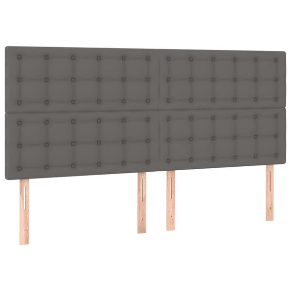 vidaXL Ramsäng med madrass grå 200x200 cm konstläder Grå
