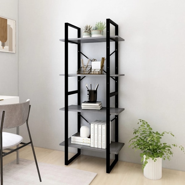 vidaXL Bokhylla 4 hyllplan grå 60x30x140 cm massiv furu grå