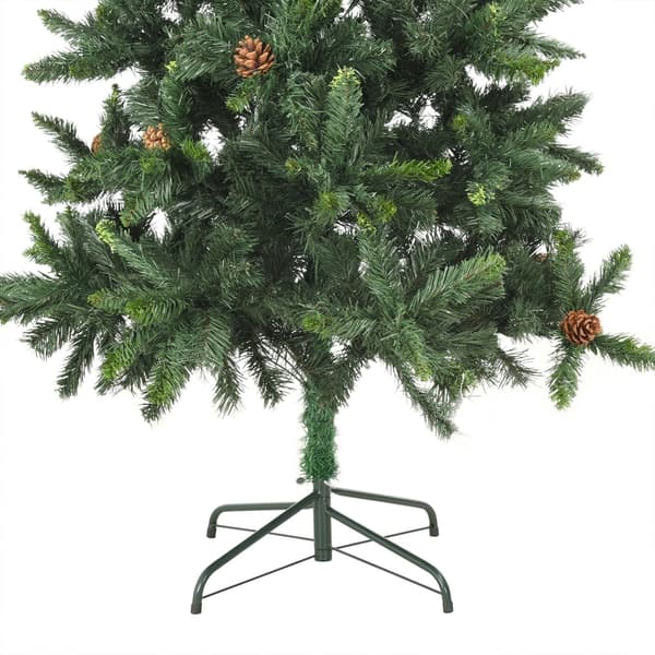 vidaXL Belyst plastgran med kulor och kottar grön 180 cm Grön