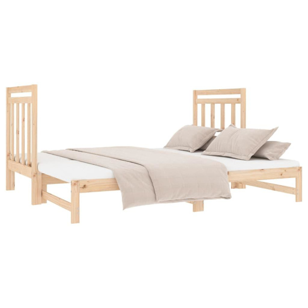 vidaXL Utdragbar dagbädd 2x(90x190) cm massiv furu Brun