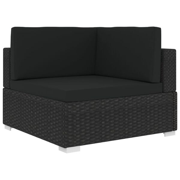 vidaXL Hörnsits till modulsoffa 1 st med dynor konstrotting svart Svart