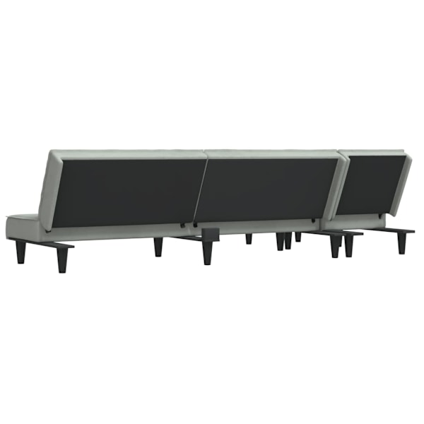 vidaXL L-formad bäddsoffa ljusgrå 255x140x70 cm sammet Grå