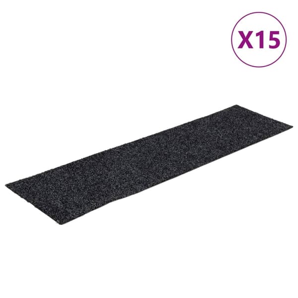 vidaXL Trappmattor självhäftande 15 st 76x20 cm mörkgrå rektangulära grå