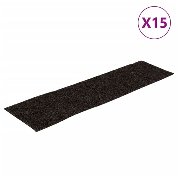 vidaXL Trappmattor självhäftande 15 st 76x20 cm bruna rektangulära Brun