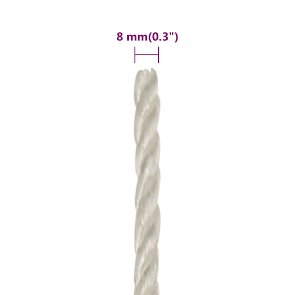 vidaXL Rep vit 8 mm 100 m polypropylen