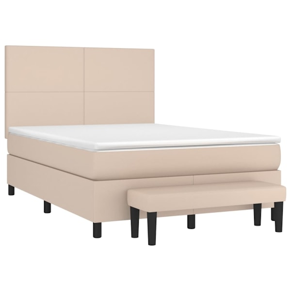 vidaXL Ramsäng med bäddmadrass cappuccino 140x200 cm konstläder Brun