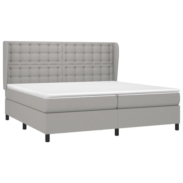 vidaXL Ramsäng med madrass ljusgrå 200x200 cm tyg Grå