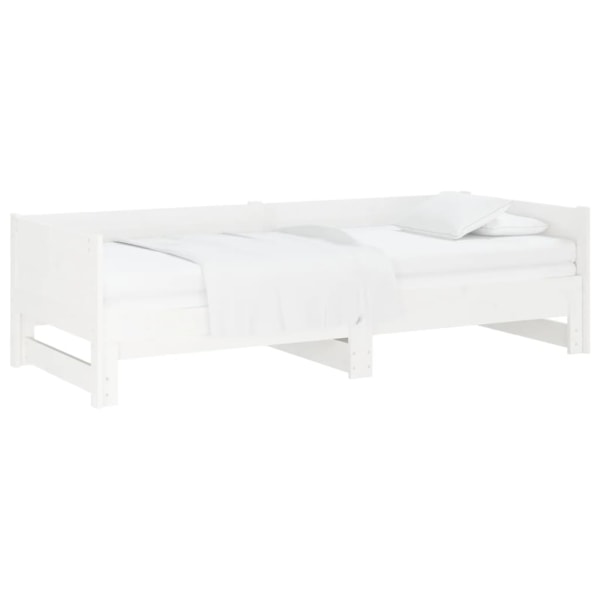 vidaXL Utdragbar dagbädd vit massiv furu 2x(90x190) cm Vit