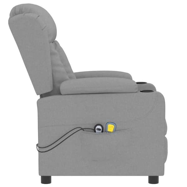 vidaXL Elektrisk massagefåtölj ljusgrå tyg Grå