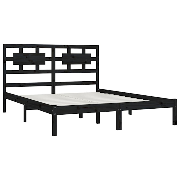 vidaXL Sängram svart massiv furu 120x200 cm Svart