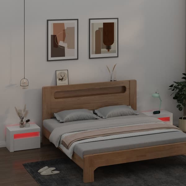 vidaXL Sängbord med LEDs 2 st vit 60x35x40 cm Vit
