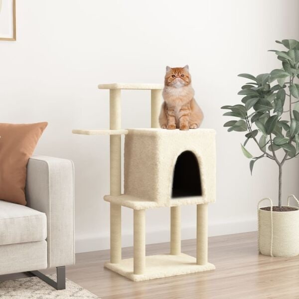 vidaXL Klösträd med sisalpelare gräddvit 97 cm Kräm