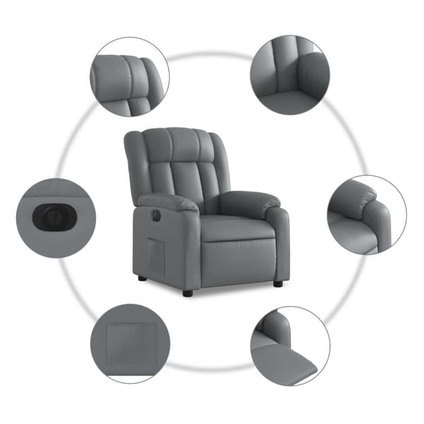 vidaXL Elektrisk reclinerfåtölj grå konstläder Grå