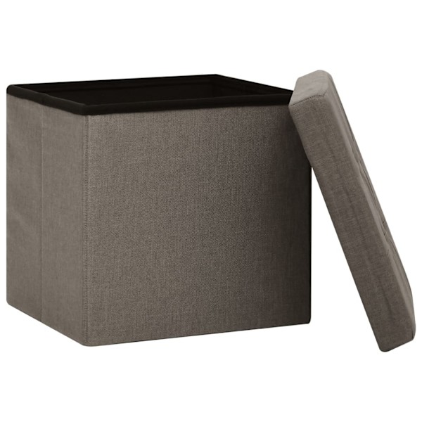 vidaXL Hopfällbar förvaringspall taupe konstlinne Taupe