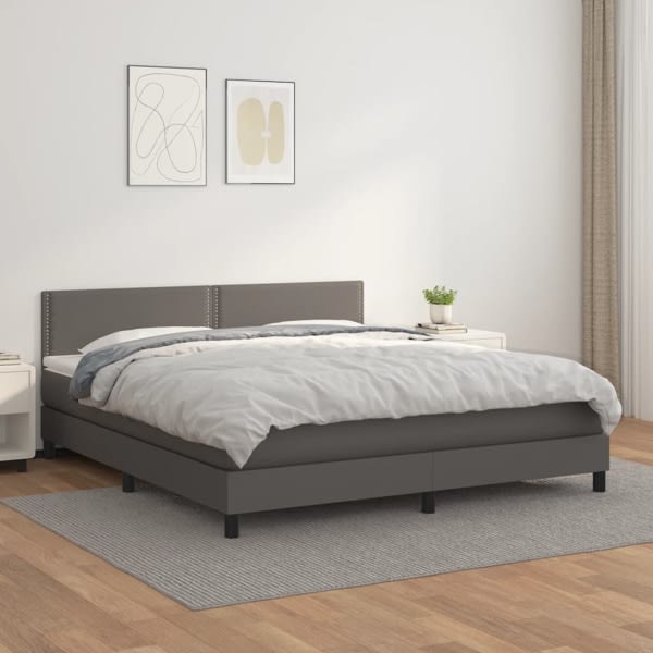 vidaXL Ramsäng med madrass grå 180x200 cm konstläder Grå