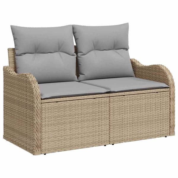 vidaXL Trädgårdsoffset 6 st Beige konstrotting Beige