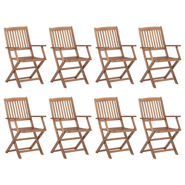 vidaXL Hopfällbara stolar med dynor 8 st massivt akaciaträ Beige