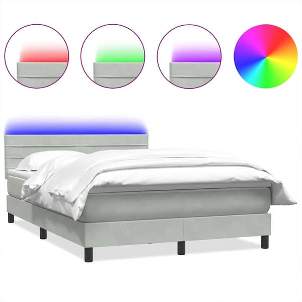 vidaXL Ramsäng med madrass ljusgrå 160x220 cm sammet Grå