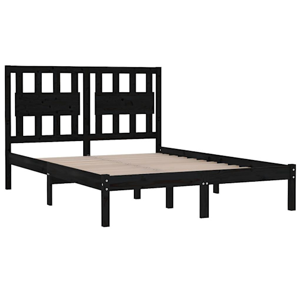 vidaXL Sängram svart massiv furu 200x200 cm Svart