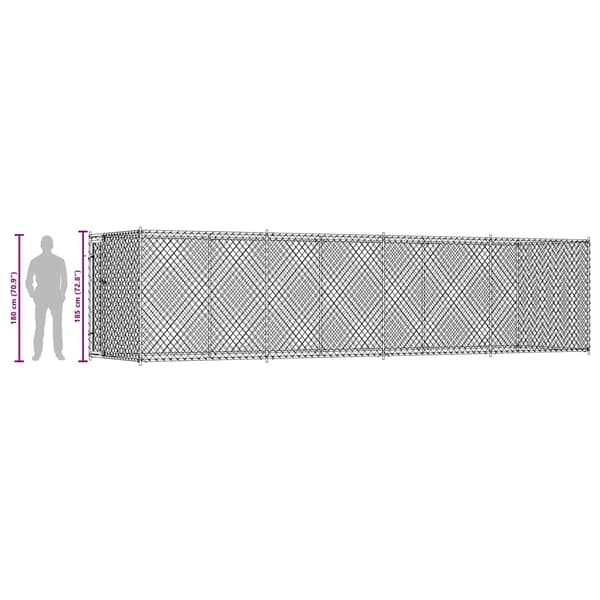 vidaXL Hundkennel för utomhusbruk 760x192x185 cm Silver