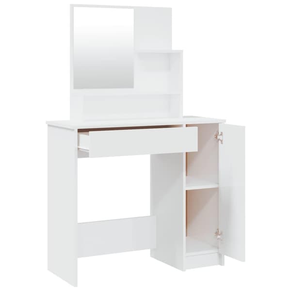vidaXL Sminkbord set vit högglans 86,5x35x136 cm Vit