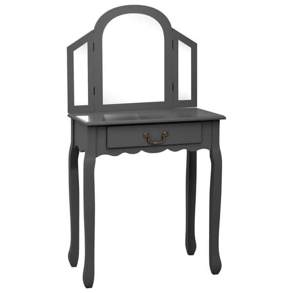 vidaXL Sminkbord med pall grå 65x36x128 cm kejsarträ MDF grå